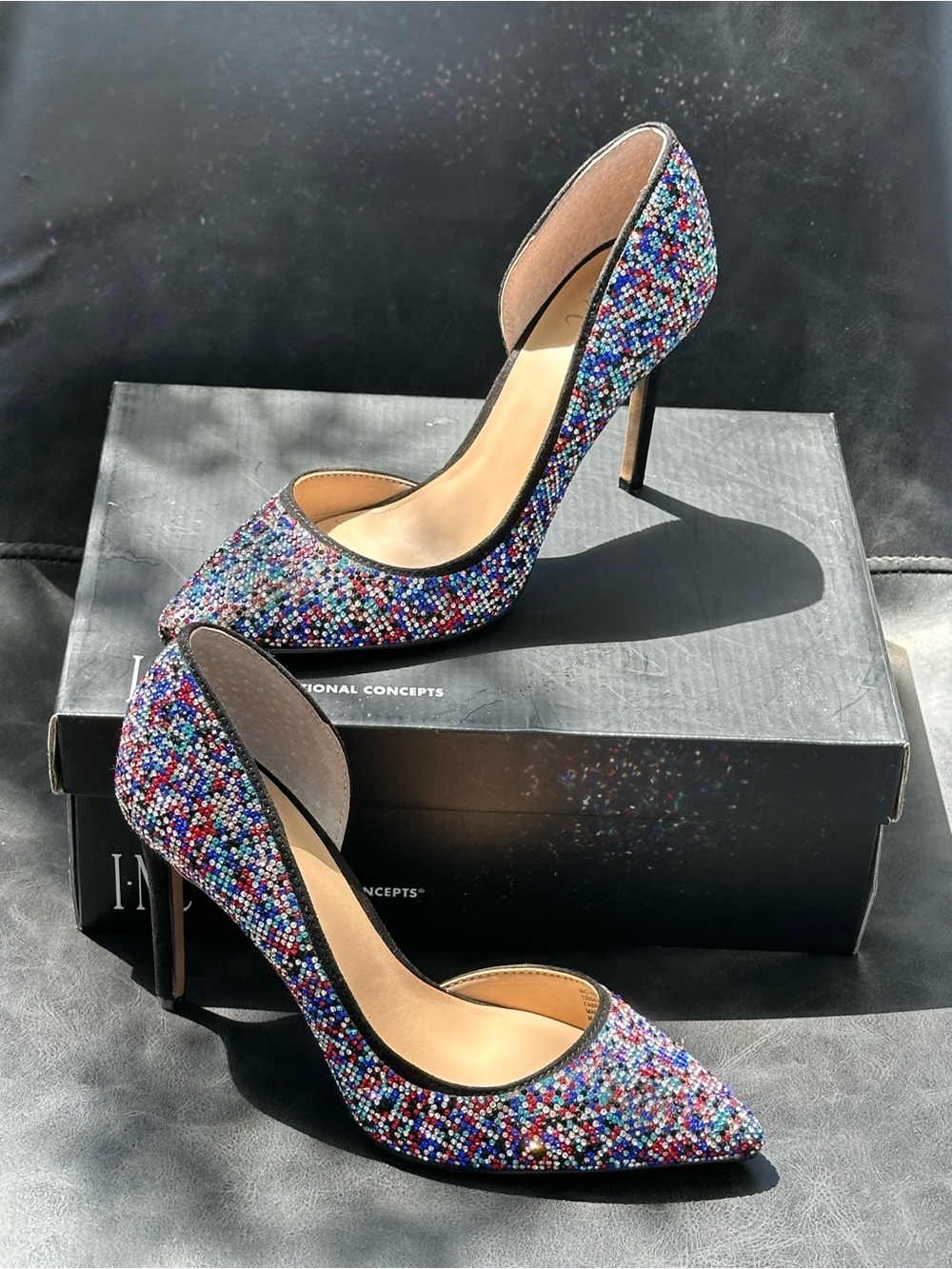 INC International Concepts Multicolor Sparkling Heels 5.5
